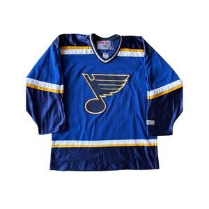 Vintage NHL St. Louis Blues CCM M Blue Away Hockey Jersey